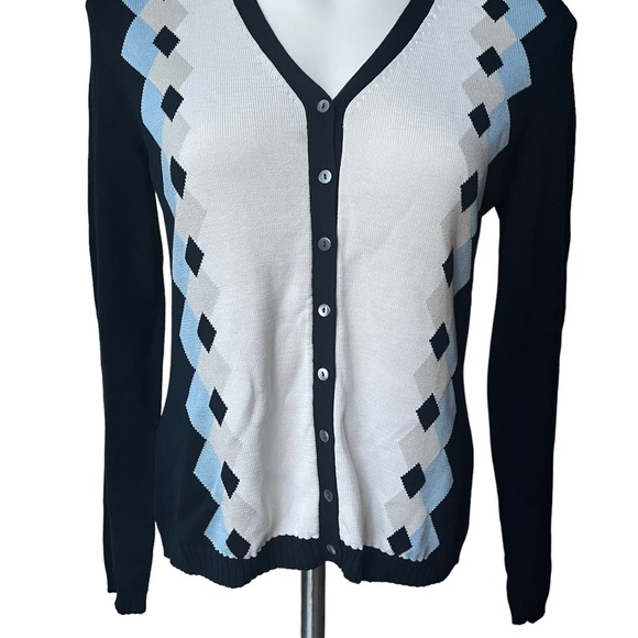 Brooks Brothers Button Down Multi Color Argyle Cardigan Sweater, Sz S - Picture 8 of 11